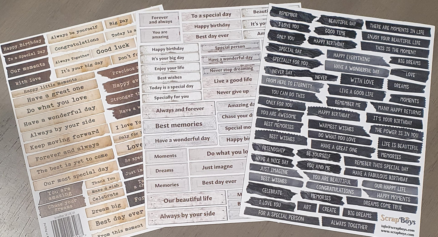 SCRAPBOYS WORD STICKERS STIC-01