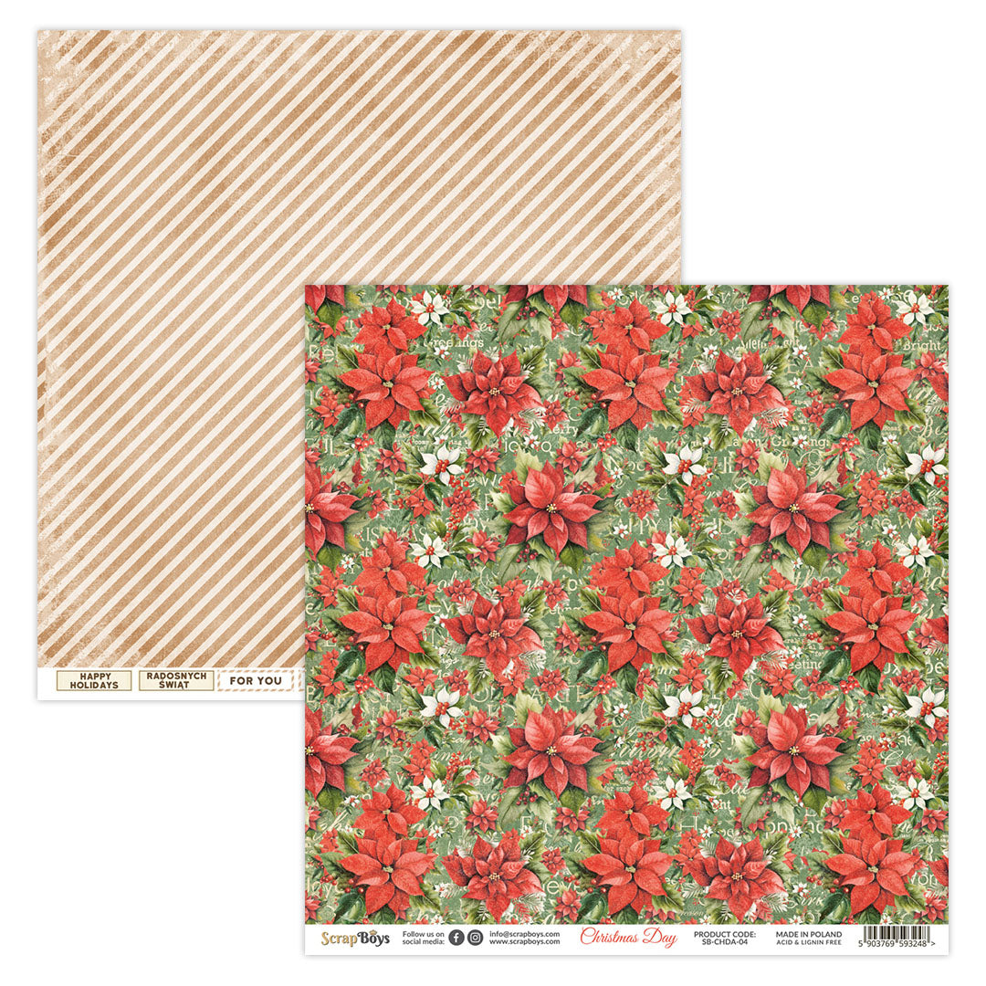 CHRISTMAS DAY 12 X 12 SINGLE PAPER SHEET 10PK CHDA- 04