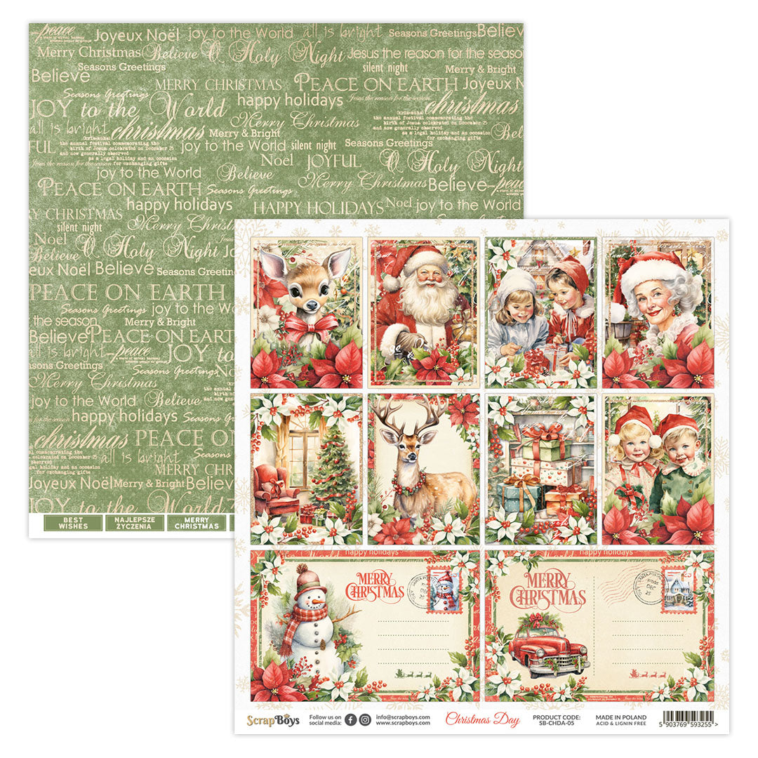 CHRISTMAS DAY 12 X 12 SINGLE PAPER SHEET 10PK CHDA- 05
