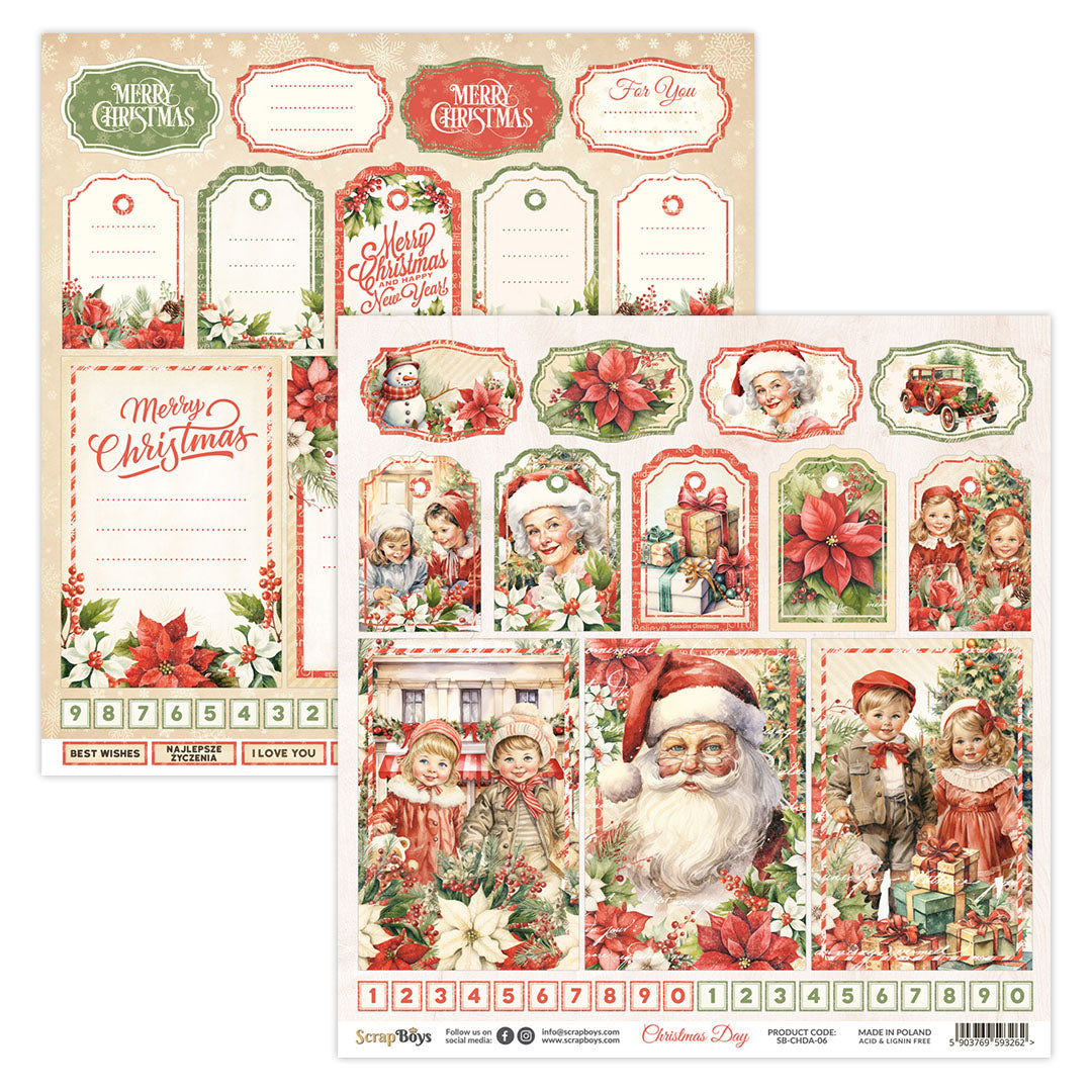 CHRISTMAS DAY 12 X 12 SINGLE PAPER SHEET 10PK CHDA- 06