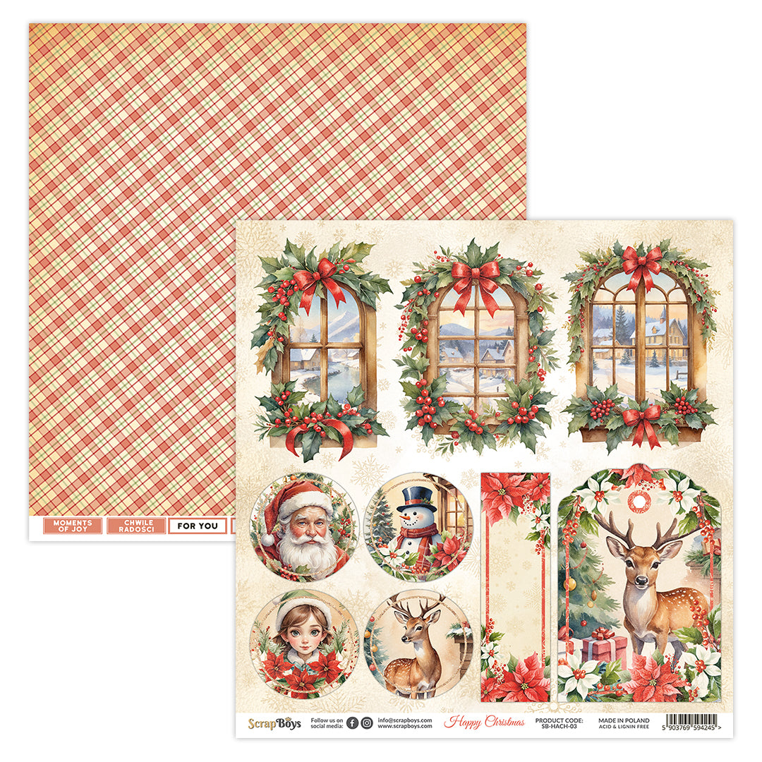 HAPPY CHRISTMAS 12 X 12 SINGLE PAPER SHEET 10PK HACH 03