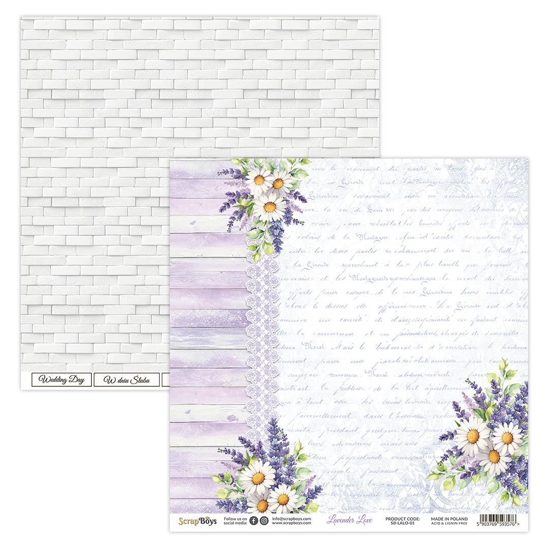 LAVENDER LOVE 12 X 12 SINGLE PAPER SHEET 10PK LALO- 01