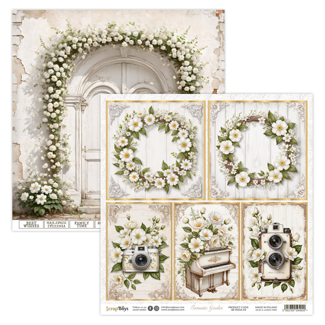 ROMANTIC GARDEN 12 X 12 SINGLE PAPER SHEET 10PK ROGA- 03