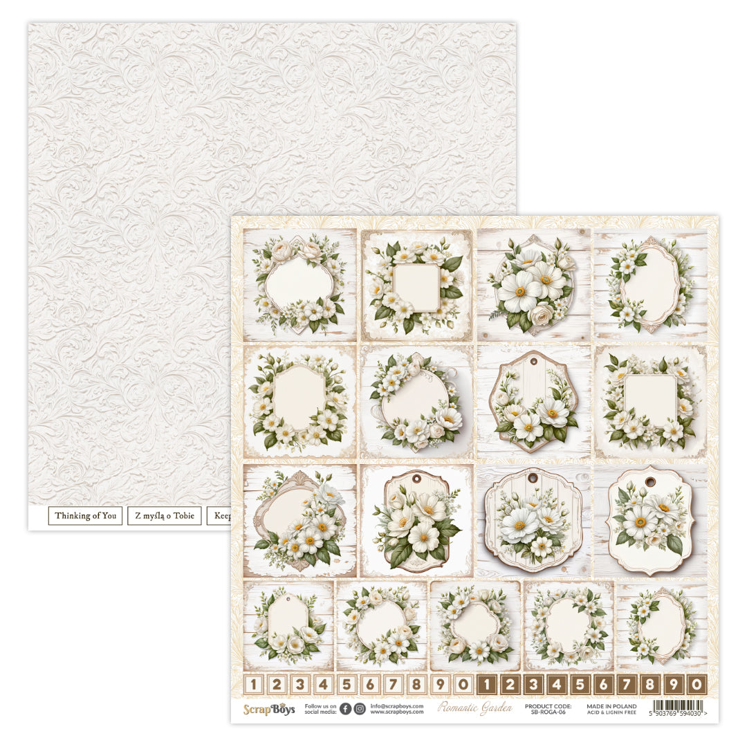 ROMANTIC GARDEN 12 X 12 SINGLE PAPER SHEET 10PK ROGA- 06