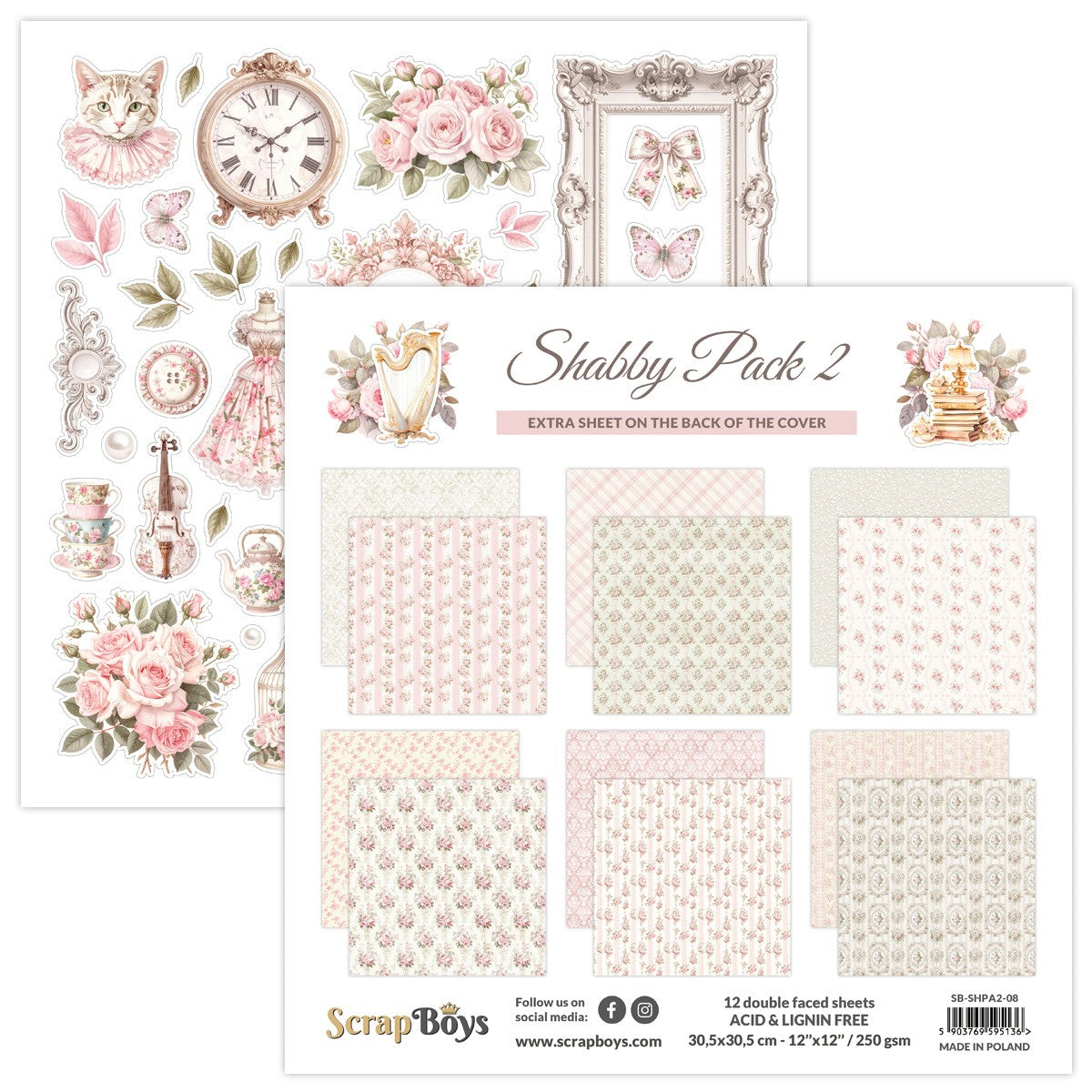 SHABBY PACK 2 (NEW) 30CM X 30CM PAPER SET SHPC2 08