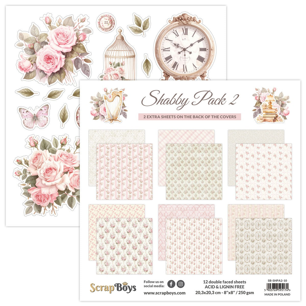SHABBY PACK2 8IN X 8IN PAPER PAD 20.3 X 20.3CM SHPC2 10