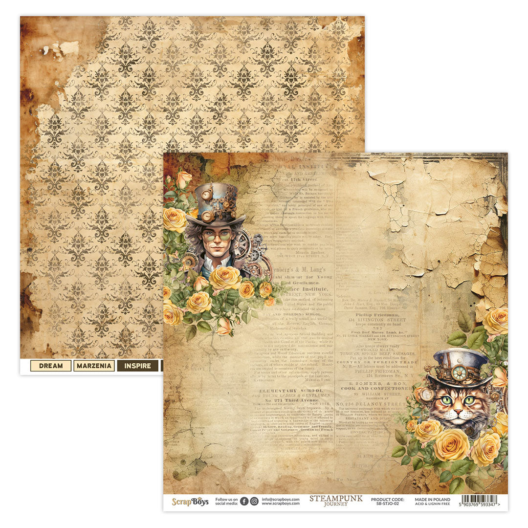 STEAMPUNK JOURNEY 12 X 12 SINGLE PAPER SHEET 10PK STJO- 02