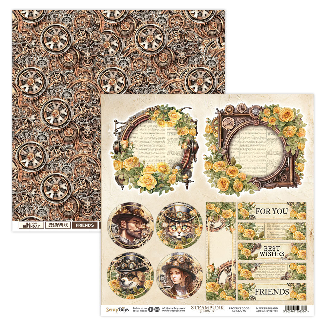 STEAMPUNK JOURNEY 12 X 12 SINGLE PAPER SHEET 10PK STJO- 03