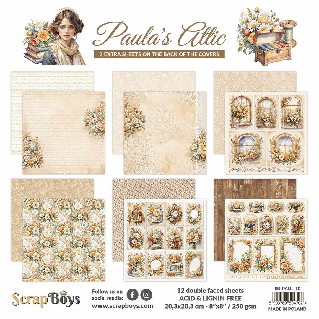 PAULA'S ATTIC 8IN X 8IN PAPER PAD 20.3 X 20.3CM PAUL 10