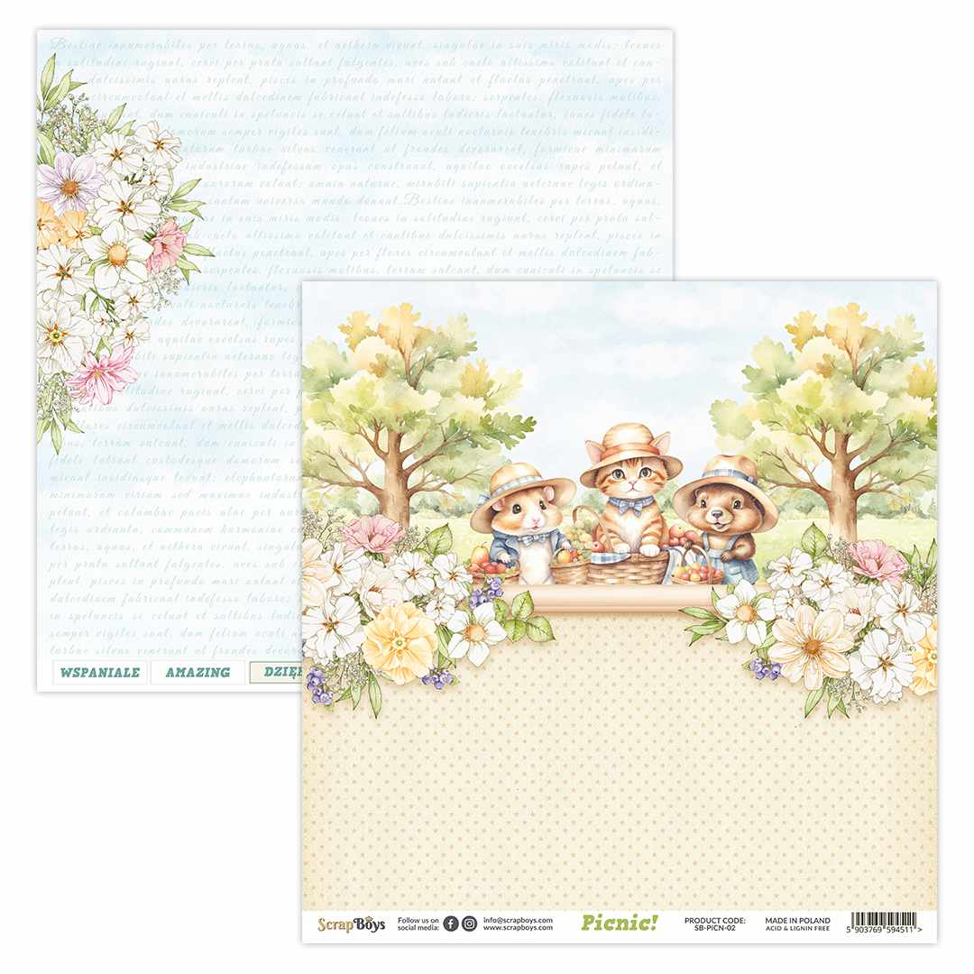 PICNIC 12 X 12 SINGLE PAPER SHEET 10PK PICN 02