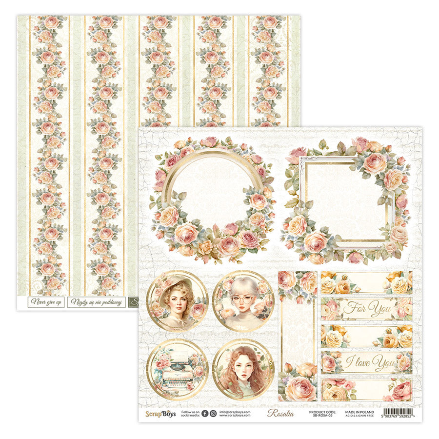 ROSALIA 12 X 12 SINGLE PAPER SHEET 10PK ROSA -05