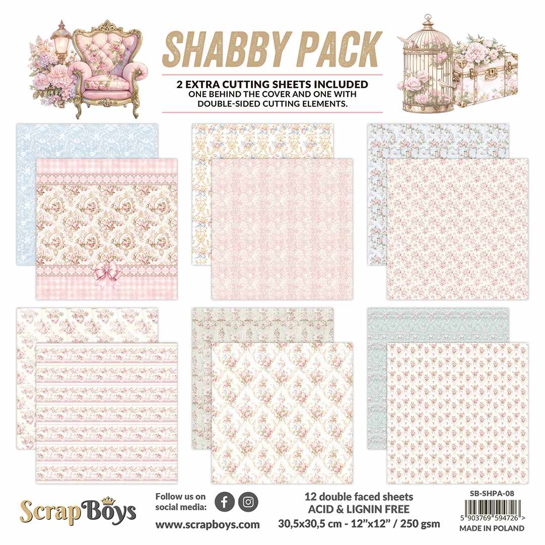 SHABBY PACK 30CM X 30CM PAPER SET SHAB 08