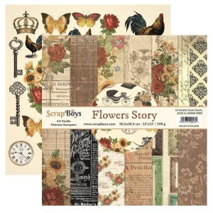 FLOWER STORY  12" X 12"  PAPER SET FLST 08