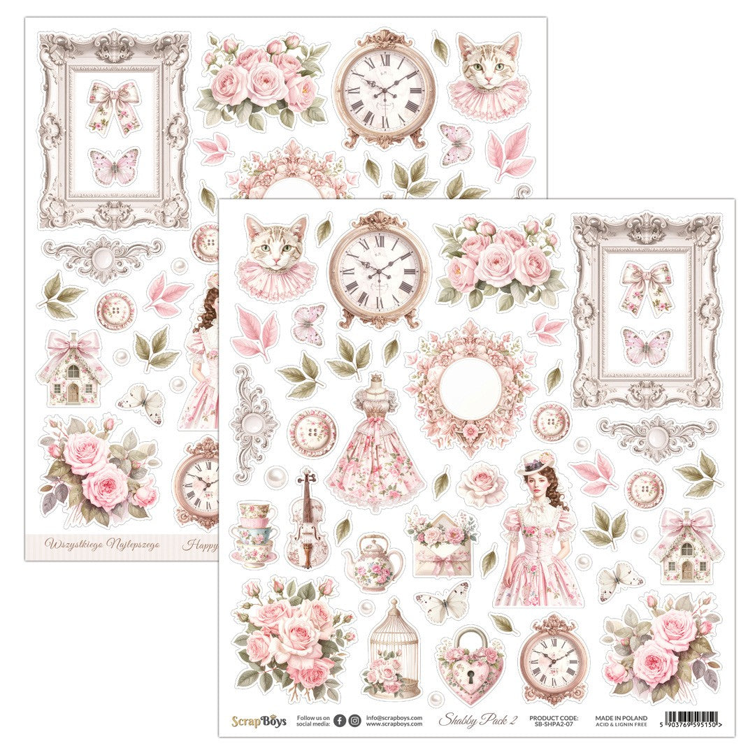 SHABBY PACK2  12 X 12 SINGLE PAPER SHEET 10PK  SHPC2 07