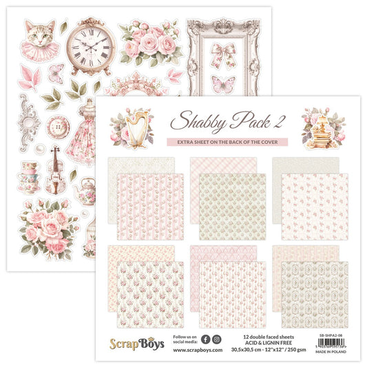 SHABBY PACK 2 (NEW) 30CM X 30CM PAPER SET SHPC2  08