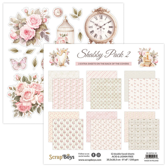 SHABBY PACK2   8IN X 8IN PAPER PAD 20.3 X 20.3CM  SHPC2 10