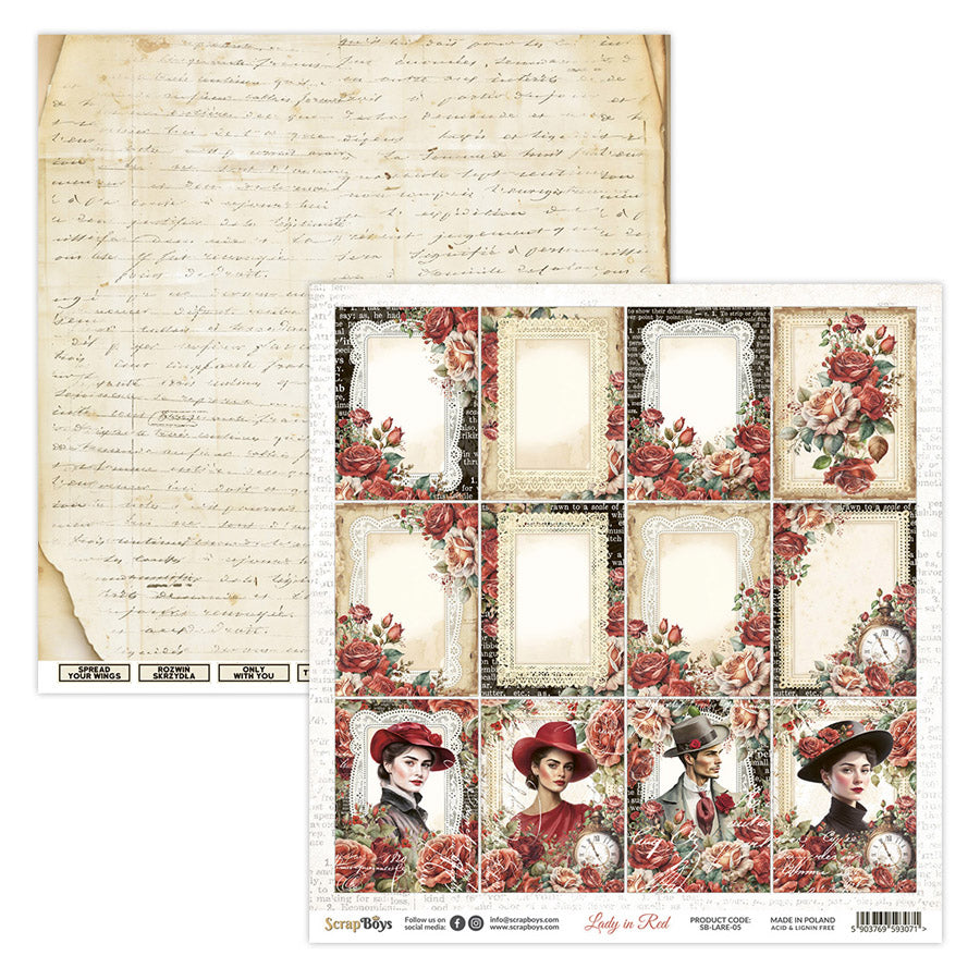 LADY IN RED 12 X 12 SINGLE PAPER SHEET 10PK LARE -05