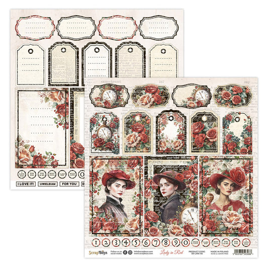 LADY IN RED 12 X 12 SINGLE PAPER SHEET 10PK LARE -06