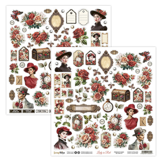 LADY IN RED 12 X 12 SINGLE PAPER SHEET 10PK LARE -07