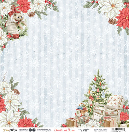 CHRISTMAS TIME 12X12 SINGLE PAPER SHEET 10PK CHTI-01