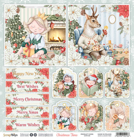 CHRISTMAS TIME 12X12 SINGLE PAPER SHEET 10PK CHTI-05